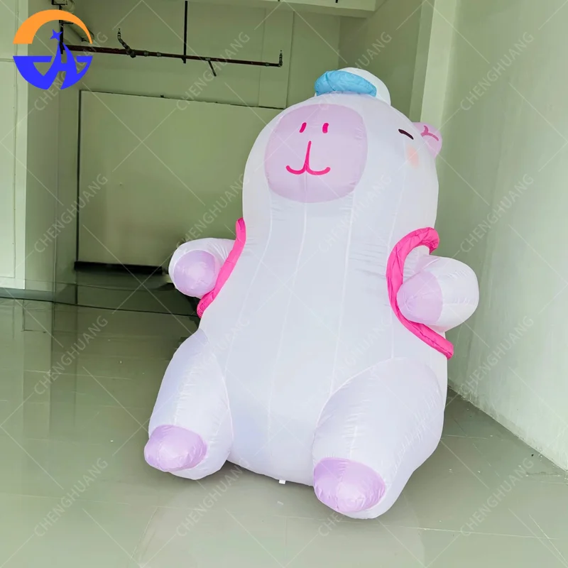 Customized Inflatable Cute Cartoon Guinea Pig Backpack Prop, Animal-themed Advertising Event Decor for Outdoor Malls