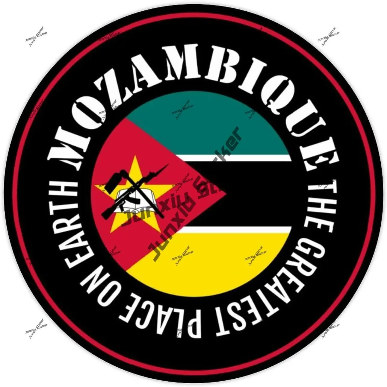 Mozambique Vinyl Decal The Greatest Place on Earth Sticker Mozambique Round Flag Durable Decal for Car Water Bottles Bumper PVC