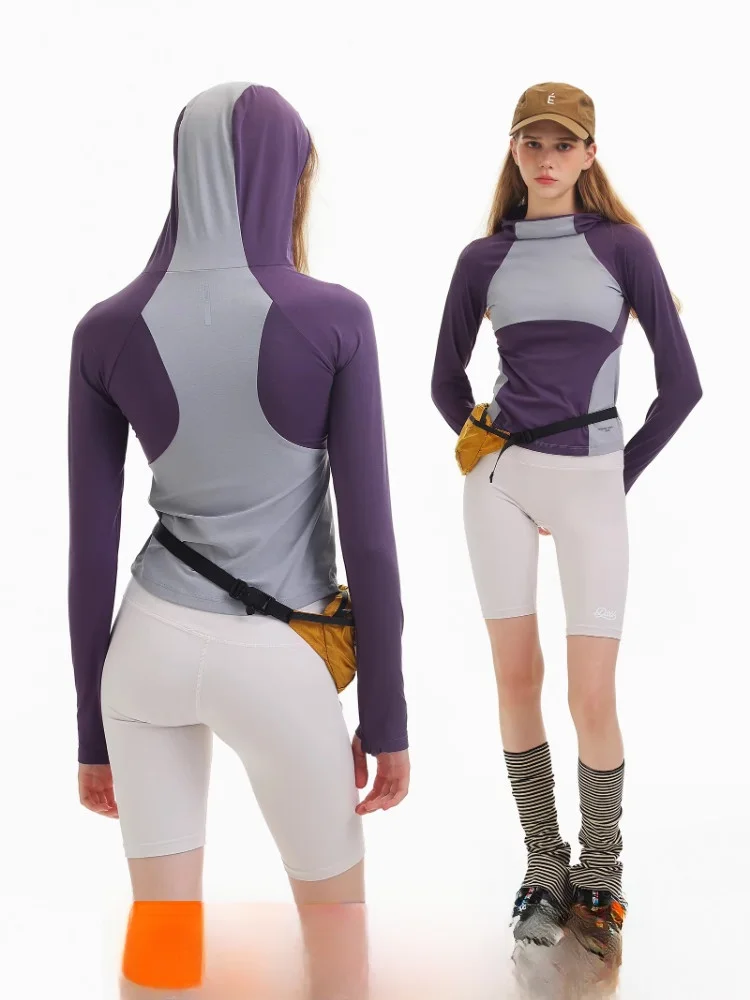 

DSU Slim Fit Long Sve Qui Dry Hoodie T-irt for Women Cycling Yoga Fitn Outdoor Sports Color Blo Top Polyester Spa...