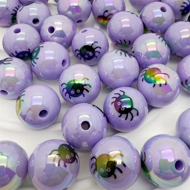 خرز أكريليك مطبوع بالأشعة فوق البنفسجية، مستدير ومربع، لديكور مزرعة صينية ذات طبقات للهالوين، مشغولات يدوية، ديكورات حفلات الأشباح