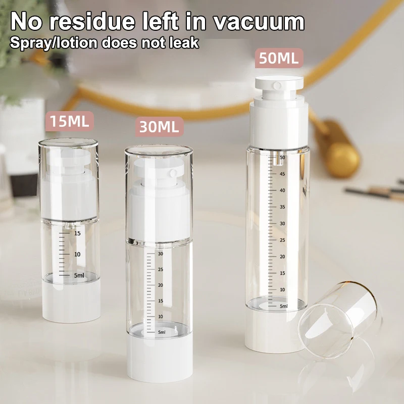 15/30/50ml AS Vacuum Lotion Spray Bottle With Scale Travel Portable Refillable Bottles Liquid Foundation Cosmetics Container