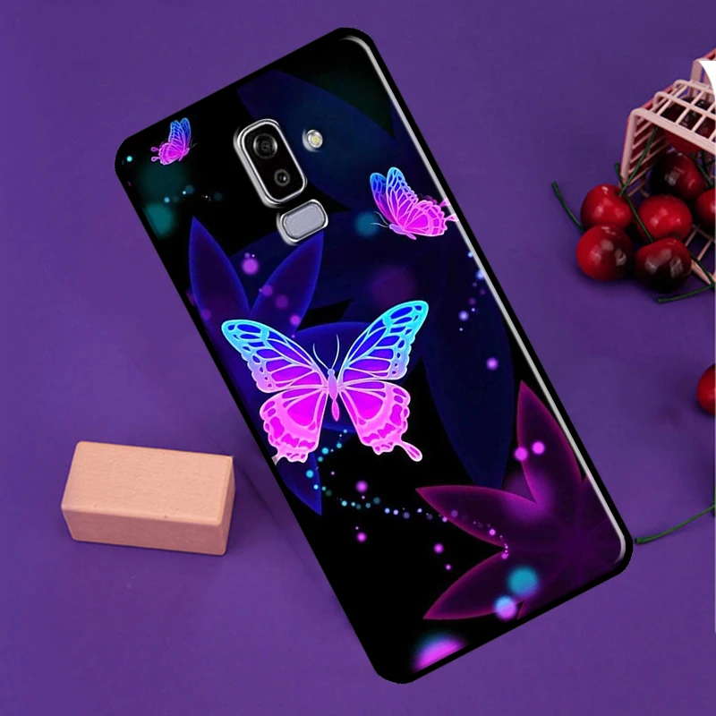 Neon Butterfly Case For Samsung Galaxy A3 A5 J1 2016 J3 J5 J7 2017 A6 A7 A8 A9 2018 J8 J4 J6 Plus Cover