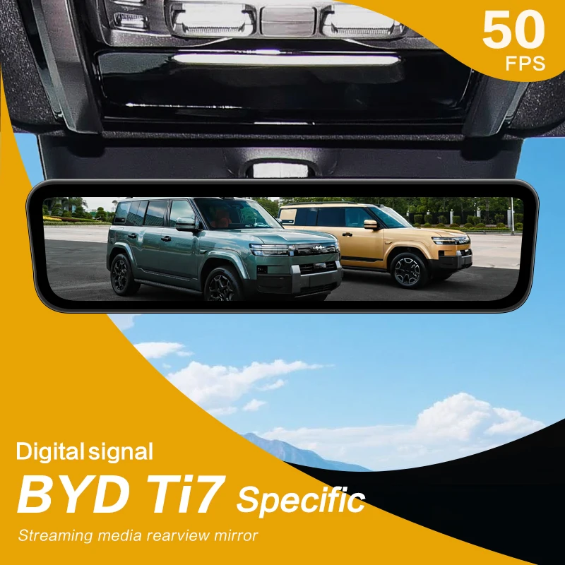 SINJET For BYD Ti7 Car Electronics Rearview Mirror 9.2 Inch Touch Screen Night Vision HD Front and Back Dual Camera DVR Dash Cam