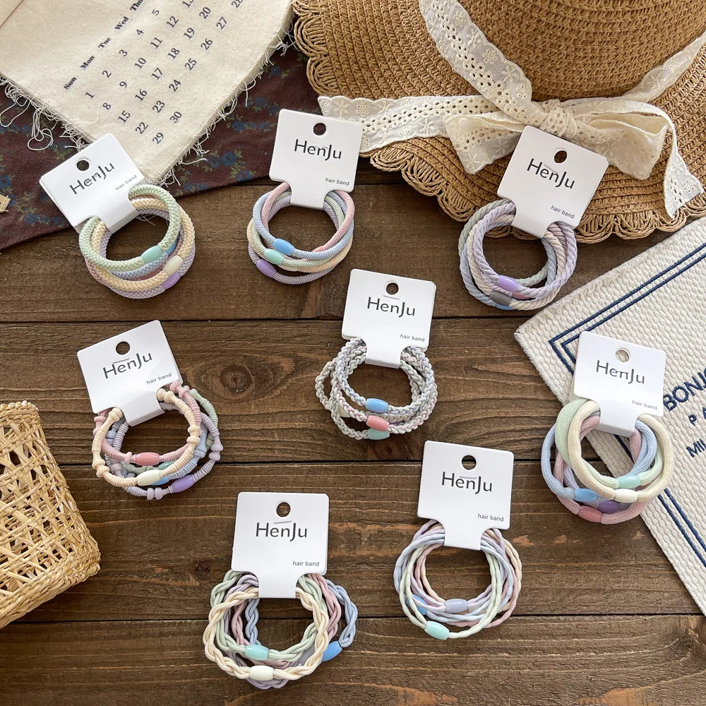 

Colorful Seamless Hairbands Girls High Elastic Rubber Bands Baby Children Hair TiesThick Hair Ropes for Sweet Simple Head Ropes