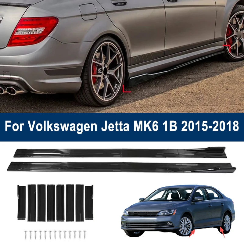 

For Volkswagen VW Jetta MK6 1B 15-18 Car Side Skirt Splitters Extended Side Spoiler Sport Body Kit Bumper Lip Modified Part 8Pcs