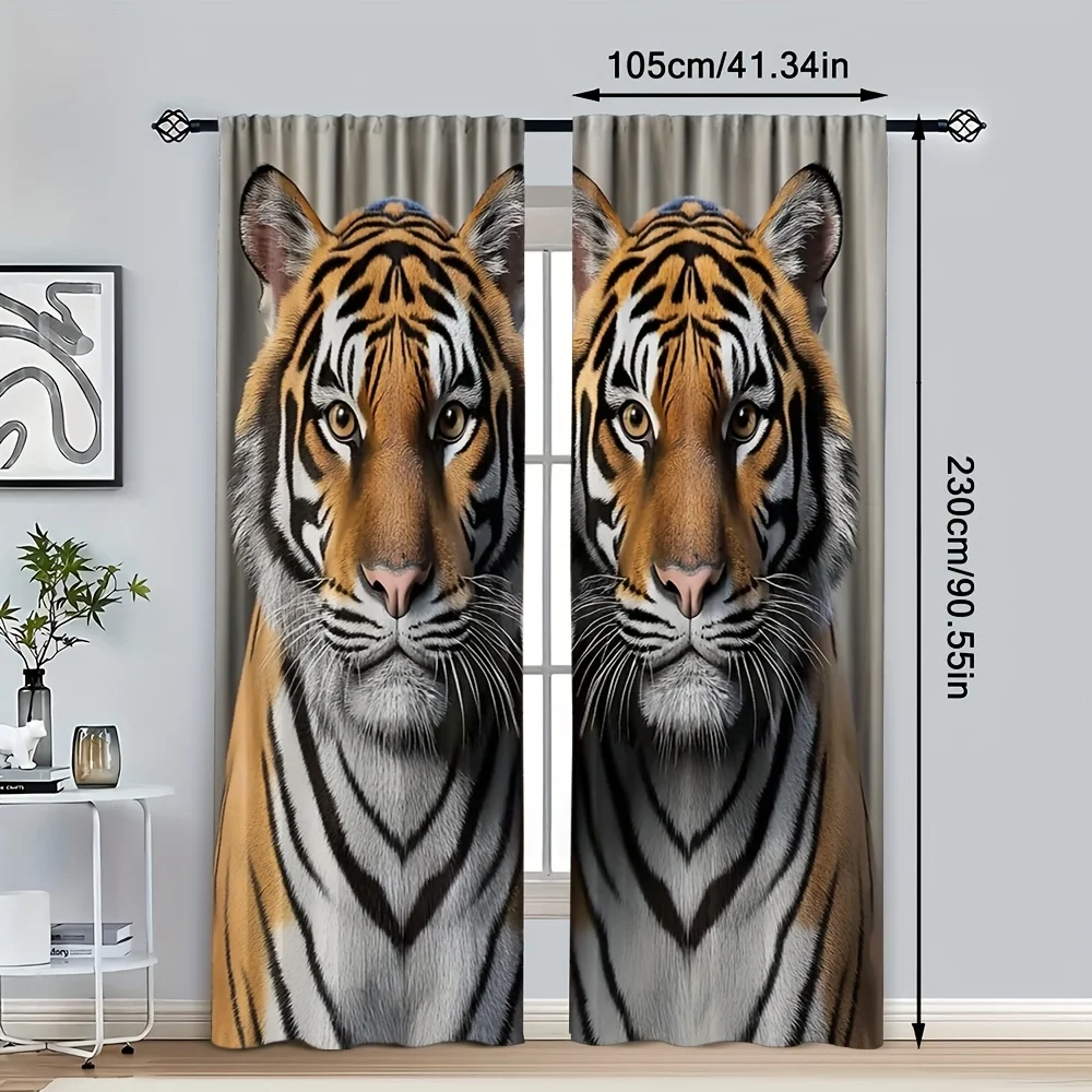 Realistic Tiger Face Curtain Panels for Living Room Bedroom Home Decor Window Drapes