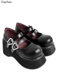 Dophee Retro testa tonda stile Punk scarpe con suola spessa per le donne nuova piattaforma autunno primavera estate che aumenta le scarpe da donna