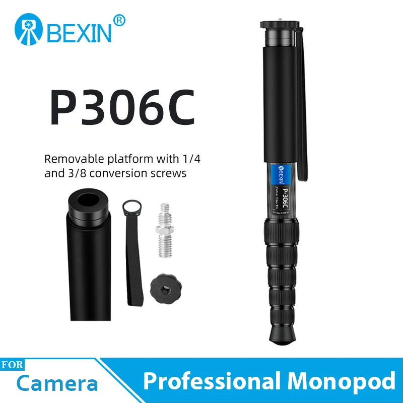 BEXIN P306C Professional Carbon Fiber Monopod Lightweight Portable Outdoor Travel Tripod Monopod Bracket for Digital SLR Camera