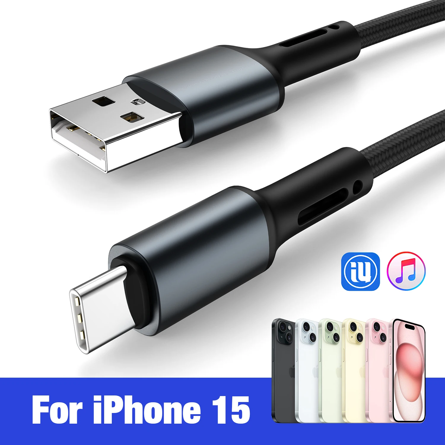 USB C Cable Type C Charging Cable for iPhone 15 Pro Max Huawei Samsung S21 S22 3A Quick Charge 3.0 USB Type C Fast Charger 3m