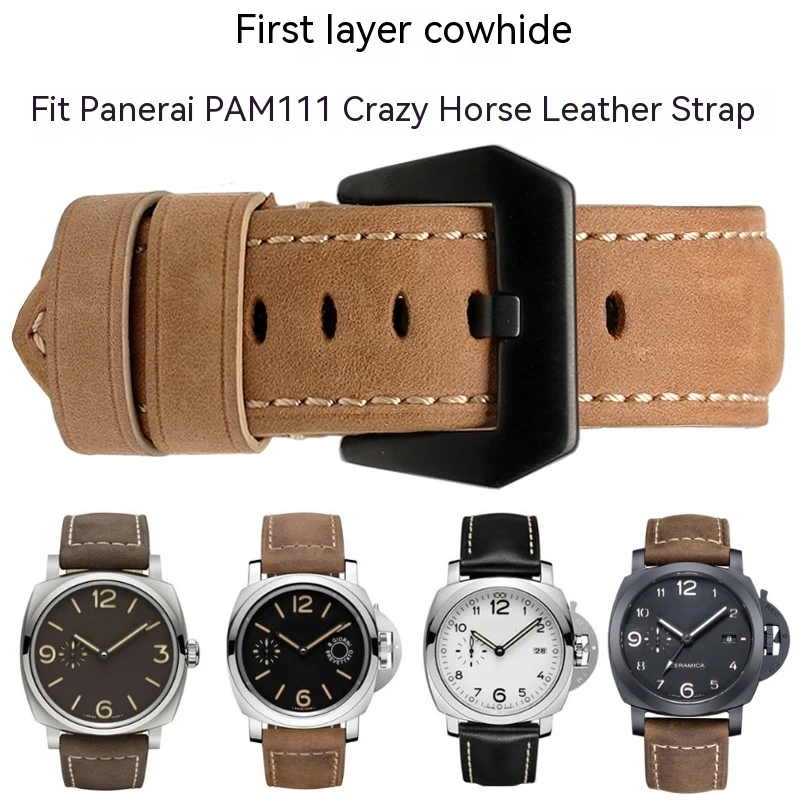 

For Panerai PAM111 441 Leather Watch Strap PAM111 Watch Strap 441 359 Watch Belt bracelet Cowhide Watch Chain Men's Accessories