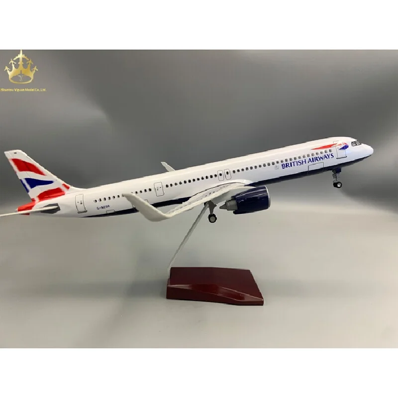 

A321 British Airways aircraft model with lights and wheels simulation static aircraft model ornament