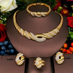 Dubai  fashion Simplicity Gold Plated  Jewelry ensembles Necklace  earring ring  bracelet Specially designed for women wedding