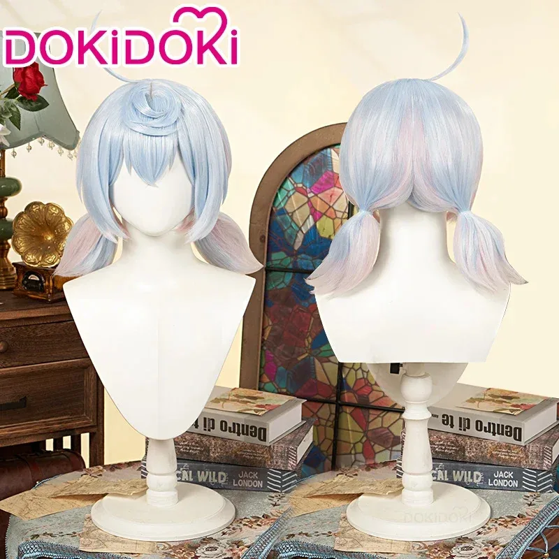 لعبة wiwiwi 123sigewinne Genshin Impact cosplay DOKIDOKI Fontaine sigerwinne قبعة شعر مستعار قصيرة لطيفة وردية وزرقاء