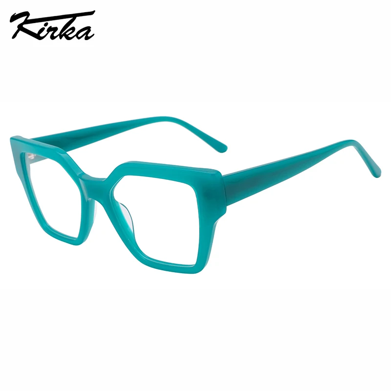 

Kirka Female Eyewear Acetate Square Cat Eye Cream Marble Optical Frames Wide Temples Glasses For Ladies&Women WD1476