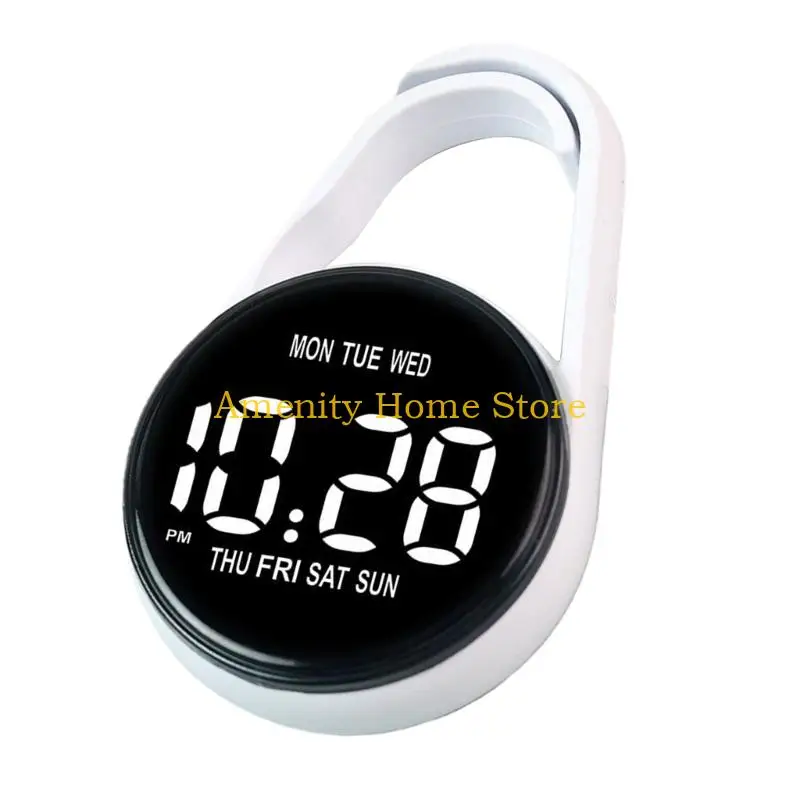 F26C LED Electronic Clock LED Display Touch Control Hanging Pocket Watch with Clip Battery Operated for Backpacks and Belts