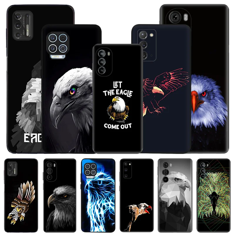 Soft Phone Cases For Motorola G53 G73 G9 G50 G51 G60 G71 G22 G32 G52 G72 Edge40 20 30 Pro Flying Eagle Black Matte Cover