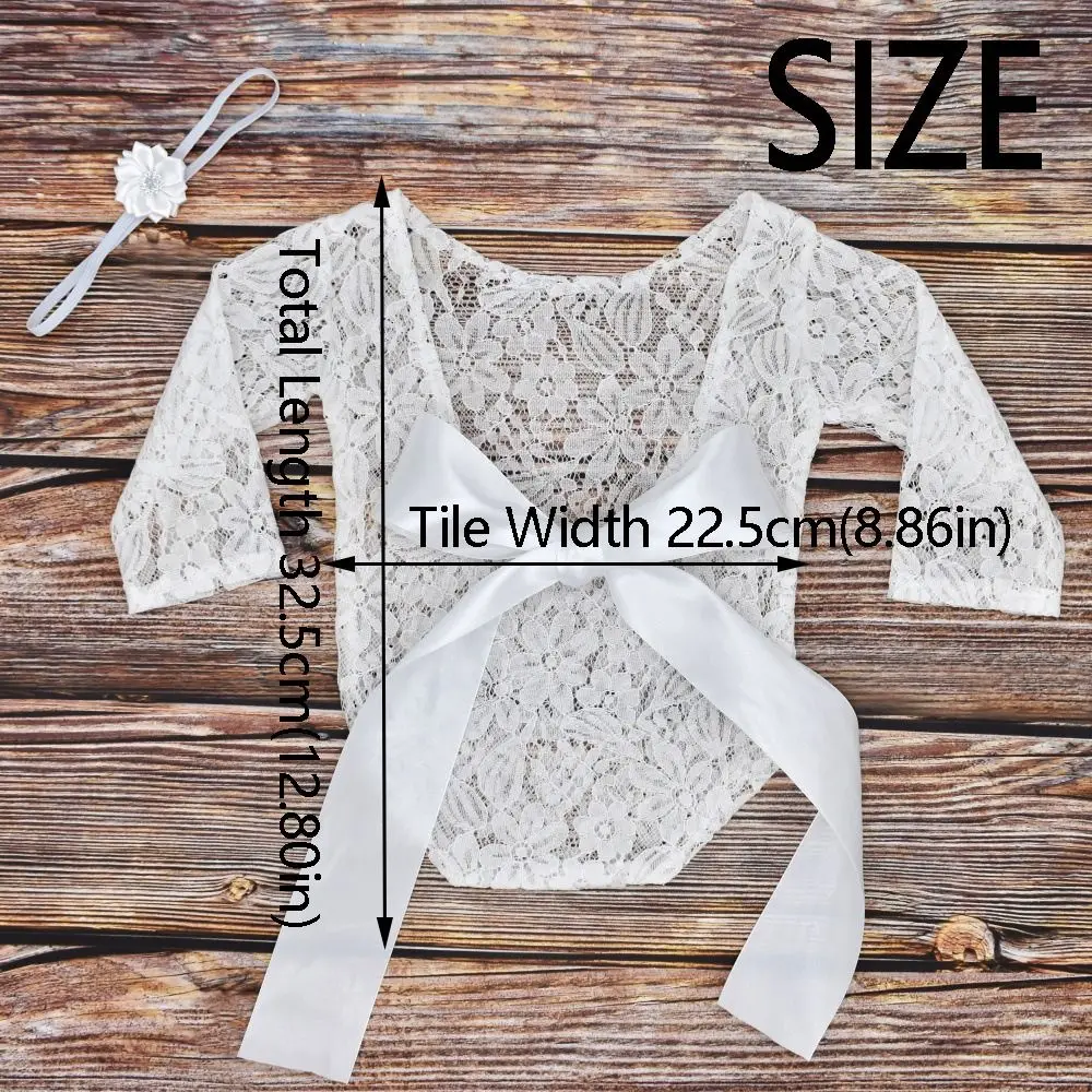 2 قطعة/المجموعة الإبداعية الرضع صور الملابس الجوف الظهر الأزهار الوليد التصوير الدعائم بلون ربطة القوس فيونكة تصميم #6