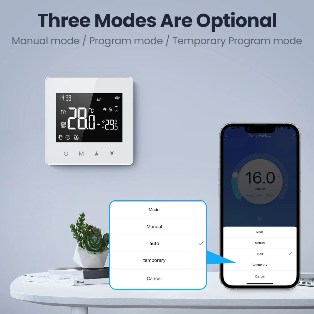 Termostato WiFi AVATTO Tuya alimentado por batería, controlador de temperatura de caldera de agua/Gas de contacto seco funciona para Alexa Google home