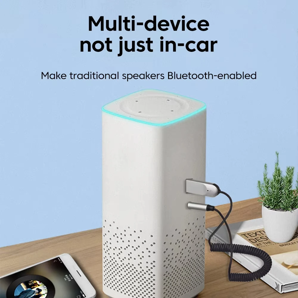 Bluetooth 6.0 Audio Receiver USB To 3.5mm AUX Car Wireless Music Adapter With HD MIC For Car Kit Wired Speaker