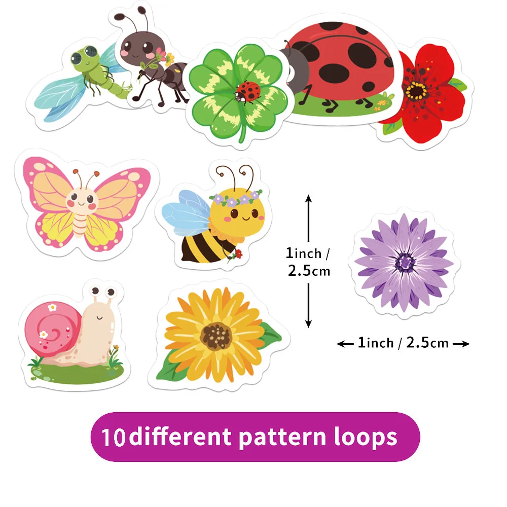 500PCS Creative Flower Insect Cartoon Personalized Roll up Stickers DIY Phone Case Notebook Water Cup Decorative Stickers