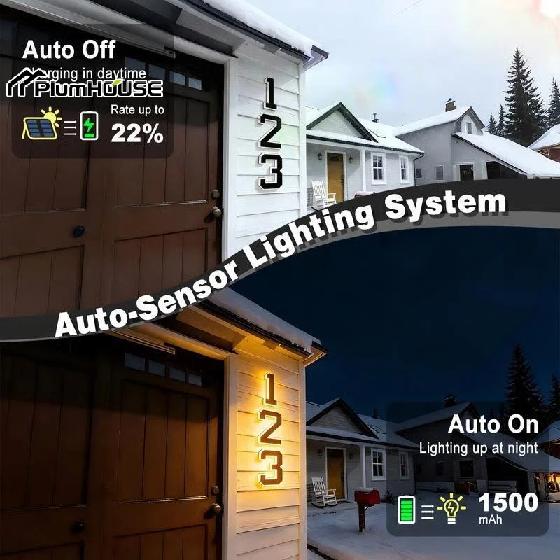 Solar House Number Lights House Sign Light Sensor Modern Led Address Sign Solar House Number Sign Led Address Number For Outdoor