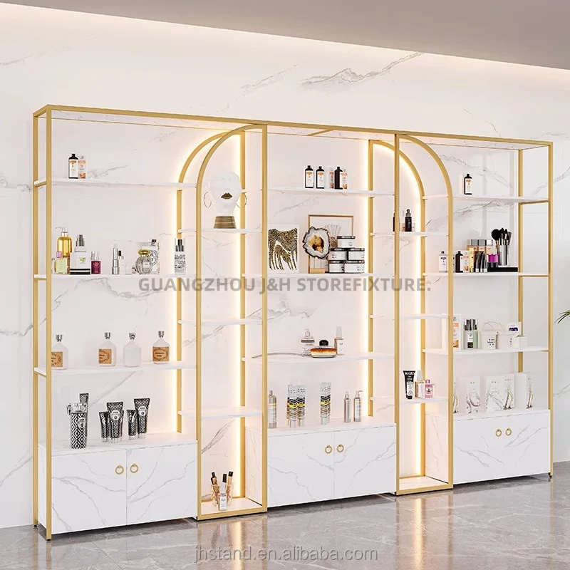 Customized. luxury cosmetics skin care product display shelf perfume shop interior design makeup shop beauty salon display