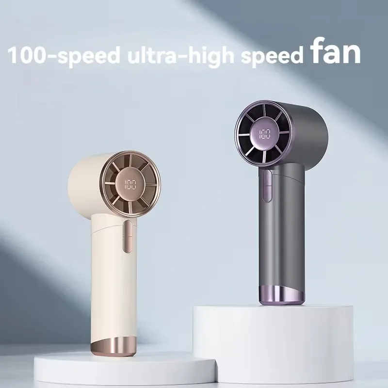 

1-100 Speeds Adjustable Fan Type C Rechargeable Silent Small Fan Built in 3000mAh Battery Personal Cooling Fan with Led Display