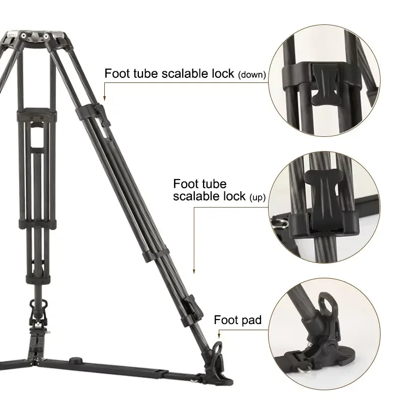 Heavy Duty Carbon Fiber Camera Tripod Professional Video Stand with Fluid Damping Head for DSLR Camcorder Photography
