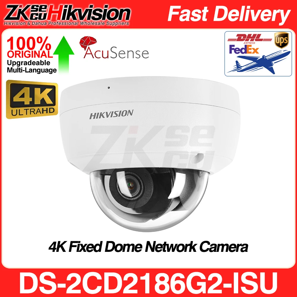 Hikvision 8MP IP Camera DS-2CD2186G2-ISU 4K Bullet PoE Human Vehicle Classification Built-In Mic SD Card Slot H265+ IP67