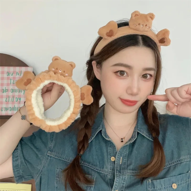 

Headband for Washing Face Cute Ear Decor Elastic Makeup Remover Hairband Soft Green Frog Eyes Headband Girl Cartoon Face Wash