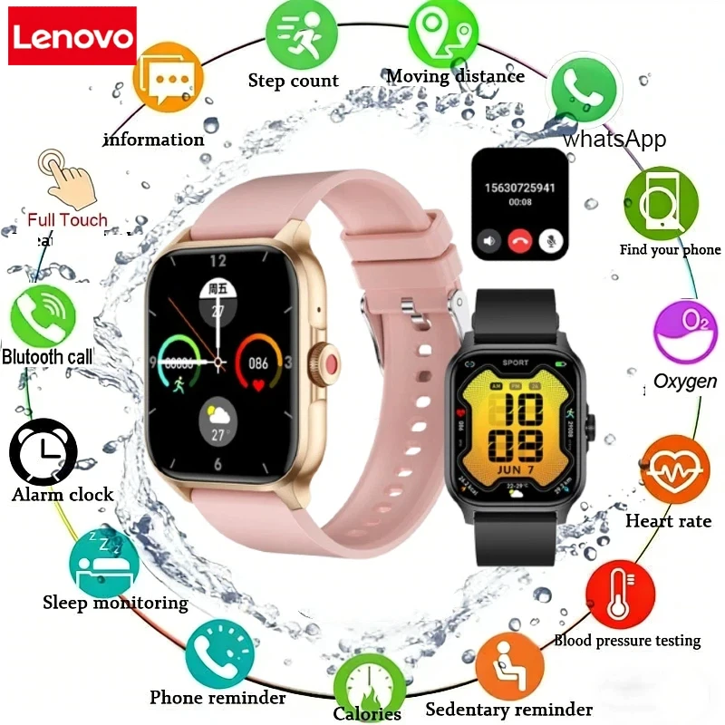

Смарт-часы Lenovo QX15 для мужчин и женщин, спортивные часы с сенсорным экраном, водонепроницаемые, Bluetooth, для iOS и Android