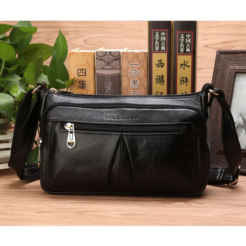 Ombro mensageiro de couro genuíno para as mulheres, bolsa CrossBody Hobo feminina, compras casuais, pele natural, moda luxuosa, alta qualidade