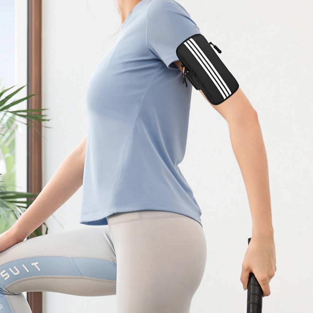 Unisex Zipper Closure Mobile Phone Arm Bag Hiking Traveling Jogging Adjustable Storage Pouch Fitness Workout Holder