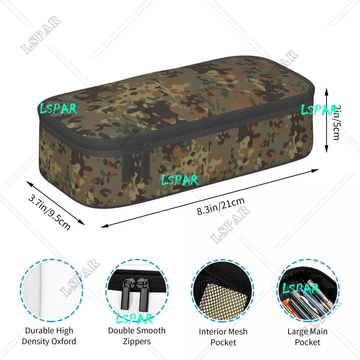 Flecktarn-カモフラージュペンシルケース,大容量,ミリタリー,カワイイ,学生用文房具,女の子,男の子用