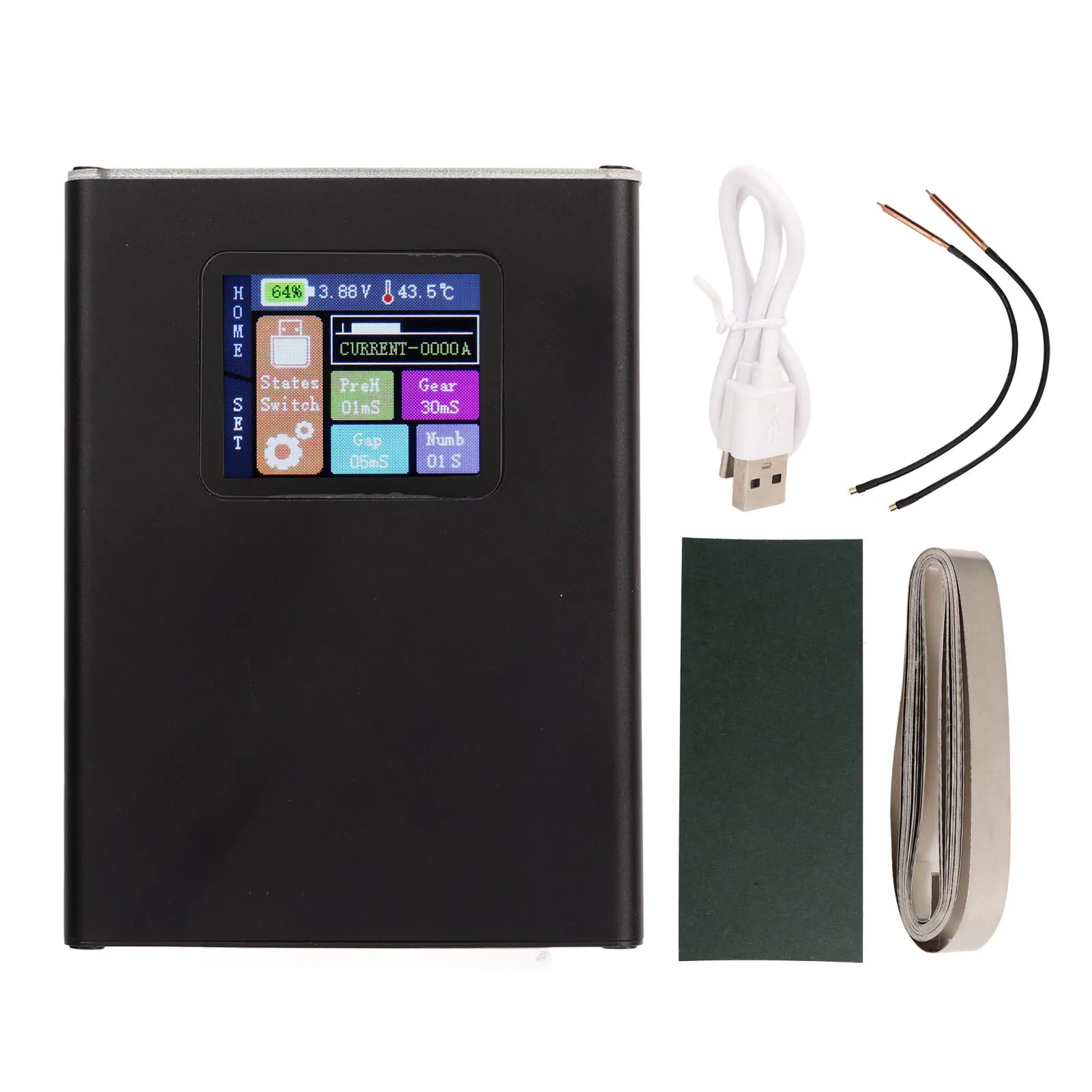 

Portable Spot Welder Aluminum Alloy 30 Gear Output Power Mini 1.8in LCD 2.4A USB Output Spot Welder for Making Battery Packs