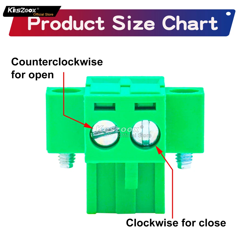 Keszoox 8 PCS 5.08mm connettore tipo Phoenix a 2 Pin morsettiera a vite PCB verde 2 poli con flange avvitabili