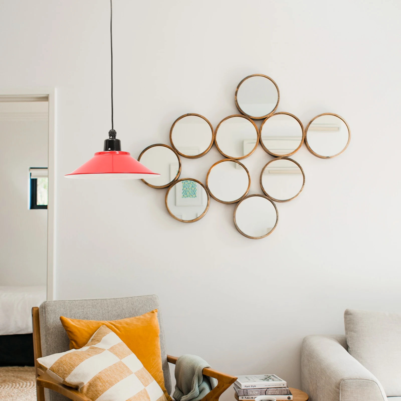 

1pc Modern Vintage Ceiling Lamp Decorative Light Pendant For Home Cafe Porch Durable Aluminum Shade Horn Shape Artistic Design