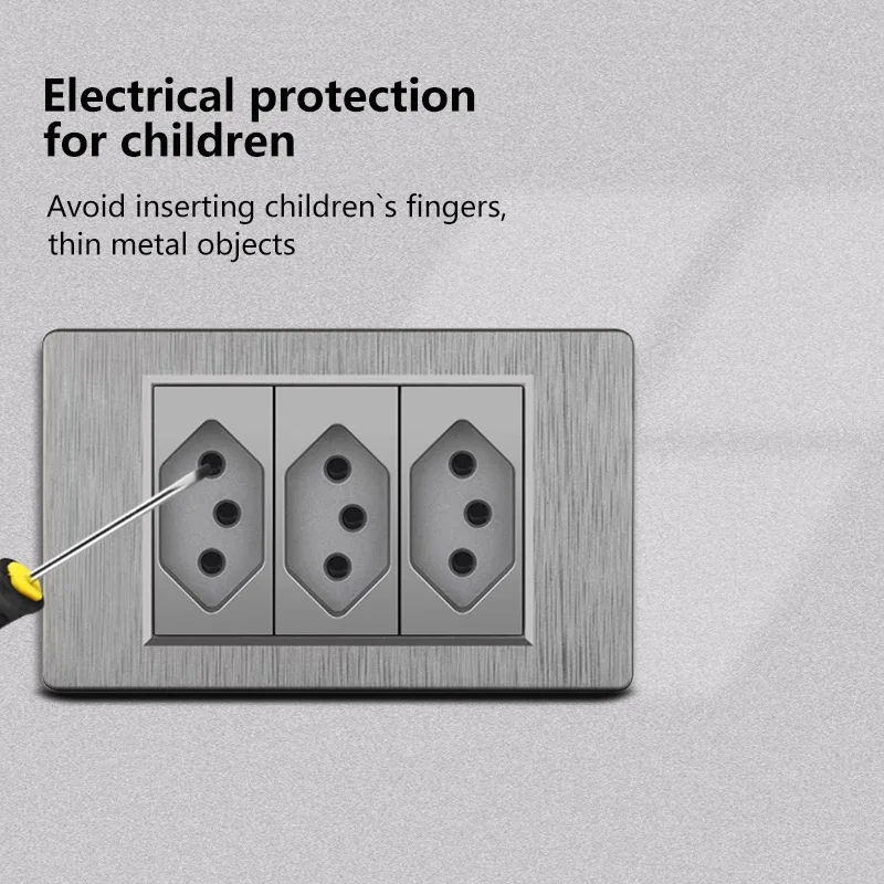 118 Brushed Socket 10A Household Three-jack Dual USB Concealed Three-position 20A Bar Gauge Socket