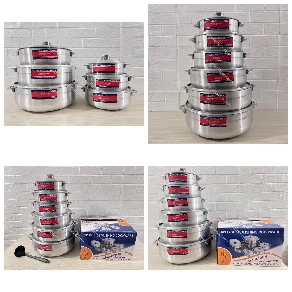 Aluminum 6-Piece Sand Pot Set for Middle Eastern and African Soup, 20-36 cm