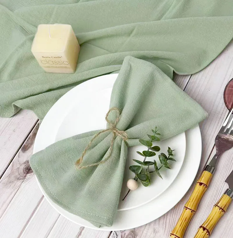 6Pcs 40x40cm Cloth Napkins Sage Green Washable Reusable Napkins for Wedding Party Bridal Baby Shower Birthday Dining Table Decor