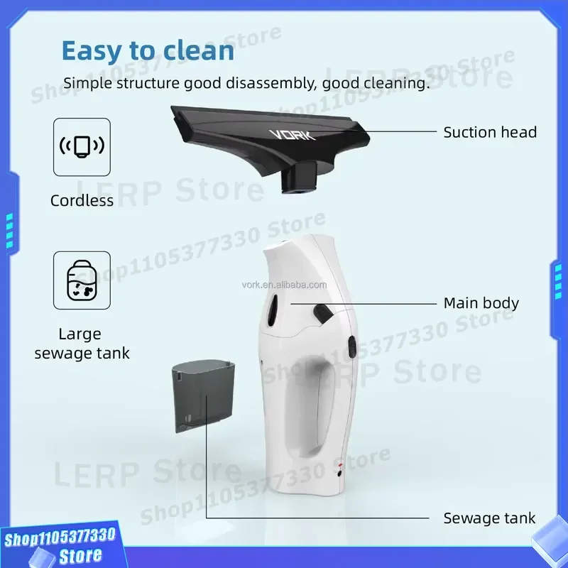 Cordless Handheld Window Vacuum Cleaner Electric Glass Cleaning Tool Multifunctional Squeegee Machine for Home Office Use