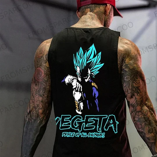 Camiseta sin mangas con estampado de Anime del Príncipe de Saiyans de Dragon Ball Vegeta para entrenamiento de gimnasio y ropa de calle informal a la moda