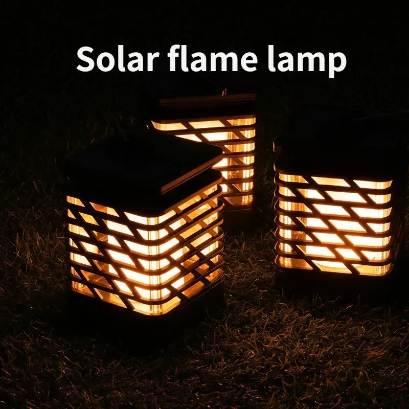 Solar Flame Lamp with 12 LEDs for Landscape Ground Insert Lawn Lamp Outdoor Courtyard Atmosphere Decorative Wall Lamp