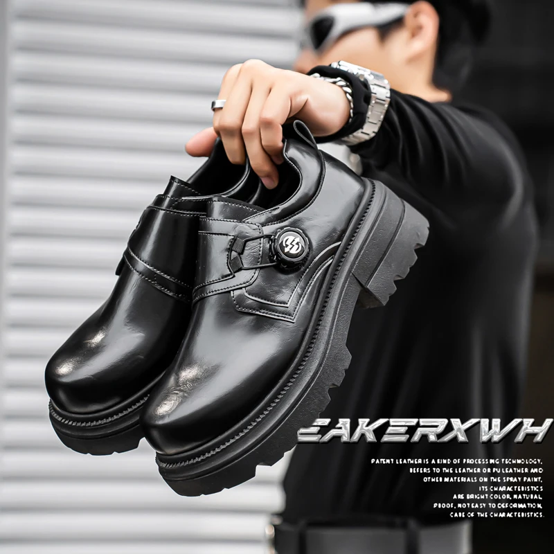 

Men's Busin Casual oes Waterproof Non-Slip Leather oes Thi Bot Heightening Briti Sle Autumn Winter New Arrival