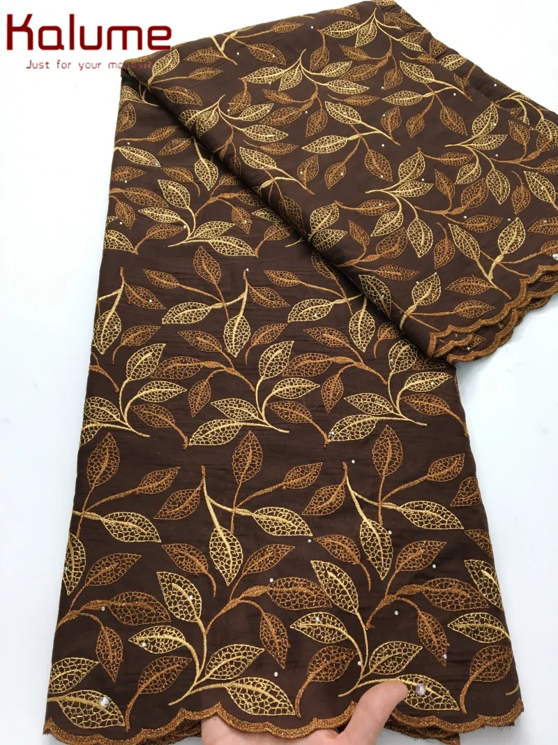 

Kalume African Cotton Lace Fabric Nigerian Eembroidery with Stones Swiss Voile Lace Fabric for Sewing Women Party Dresses F4232