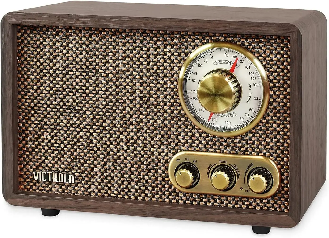 Retro Wood Bluetooth Radio with Built-in Speakers, Elegant & Vintage Design,Rotary AM/FM Tuning Dial,Wireless Streaming,Espresso