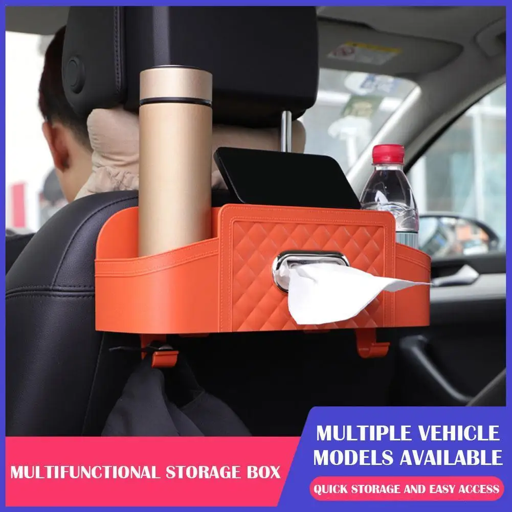 Car Headrest Backseat Organizer Auto Interior Decoration Back Seat Paper Box Multifunctional Back Seat Storage Box Tissue Box