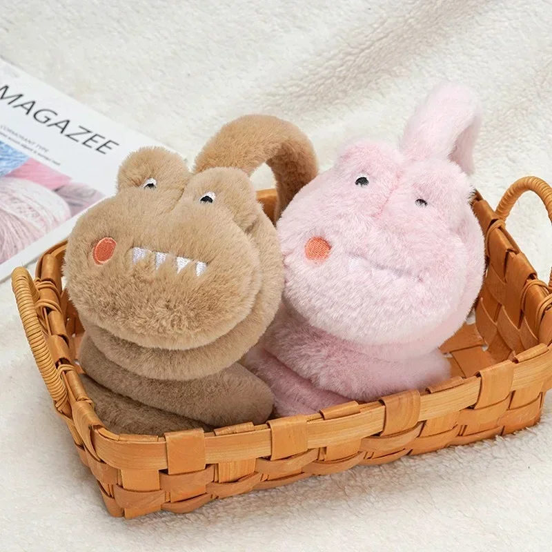 어린이 사랑스러운 야외 귀마개 헤드폰, 따뜻한 플러시 두꺼운 부드러운 귀 커버, 어린이를위한 겨울 만화 토끼 Earflap 2022