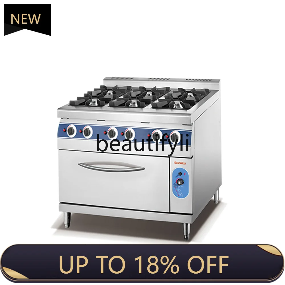 

Z189 Catering equipment, gas, casserole stove with eight heads, pot stove with air oven oven