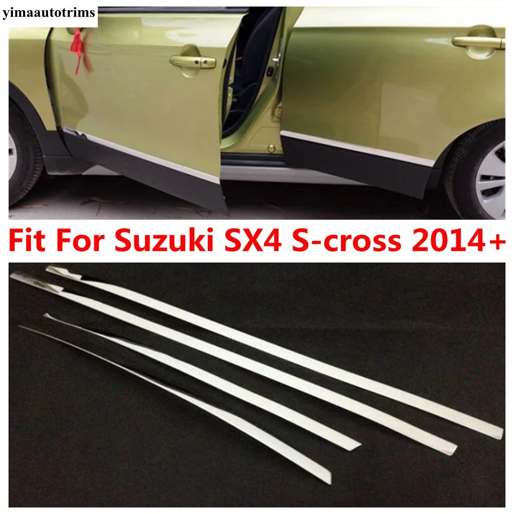 

Car Side Door Body Molding Strip Protection Cover Trim For Suzuki Sx4 S-cross 2014 - 2022 Stainless Steel Accessories Exterior